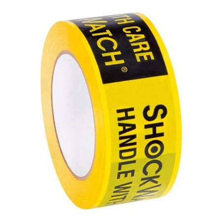 Shockwatch SpotSee ShockWatch Alert Tape, 2 Mil, 2inW x 200 Yds., Yellow/Black, 1 Roll 26602